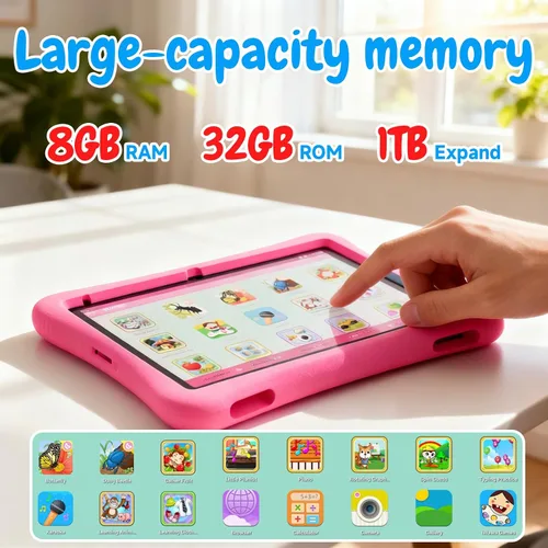 Miniatura 3 de ZZB Tablet infantil de 10 pulgadas, Android 15.0, 8 GB (3+5 extendidos) de RAM, 32 GB de ROM (expandible a 1 TB), cámara dual, 6000 mAh, precargada