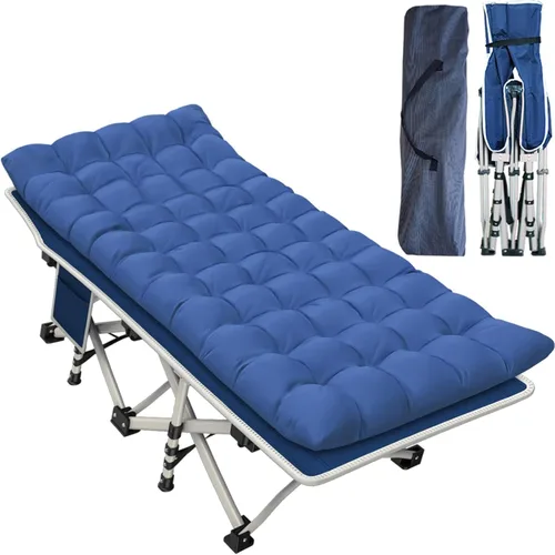 Catre de Camping con Almohadilla Gruesa Catres para Dormir Cama de Camping Catre Plegable 450LBS(Carga Máxima) Cómodo Doble Capa Oxford Resistente