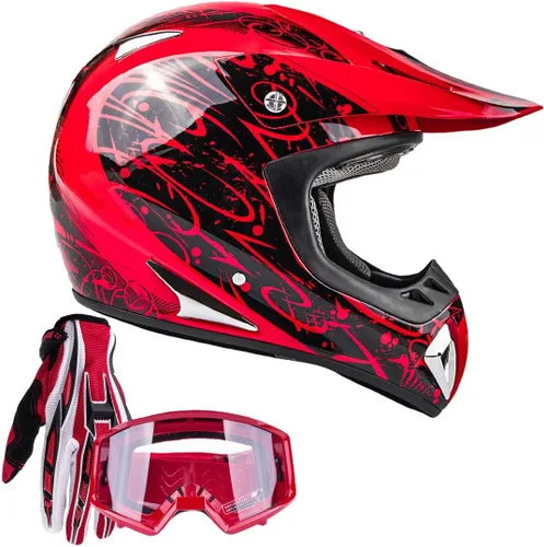 Miniatura 3 de Typhoon - Casco de motocicleta ATV con gafas y guantes, equipo de protección de carreras todoterreno certificado por DOT para adultos/adolescentes