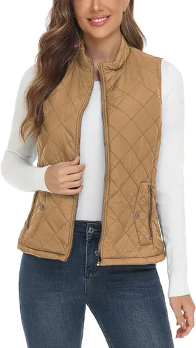 YESLIFE Chaleco acolchado para mujer 2024 con un bolsillo interior, chaleco acolchado ligero con cuello alto para mujer