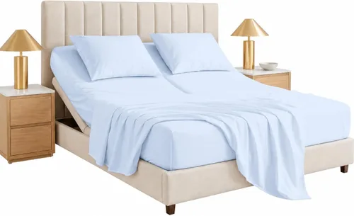 Miniatura 25 de SGI bedding Sábana Queen de 28" con Parte Superior Dividida Flex Head, 100% Algodón Egipcio, Cuenta de Hilos 1000, Sábana Superior Flex para Cama