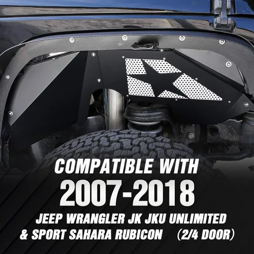 Miniatura 2 de YZONA Protectores de guardabarros interiores delanteros compatibles con Jeep Wrangler JK y JKU Unlimited Sport Sahara Rubicon 2007-2018, protectores
