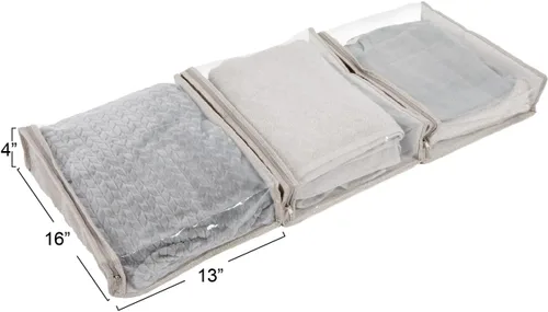 Miniatura 3 de Household Essentials Bolsas de almacenamiento para suéter con cremallera para debajo de la cama con panel de visión transparente, juego de 3
