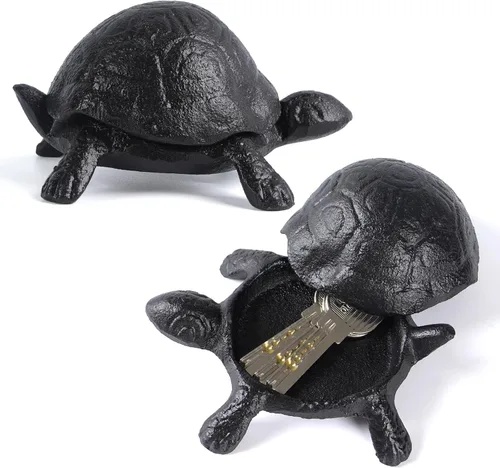 Llavero de tortuga de hierro fundido, decorativo para interiores y exteriores, para jardín, patio, joyas, baratijas, cajas fuertes de desviación