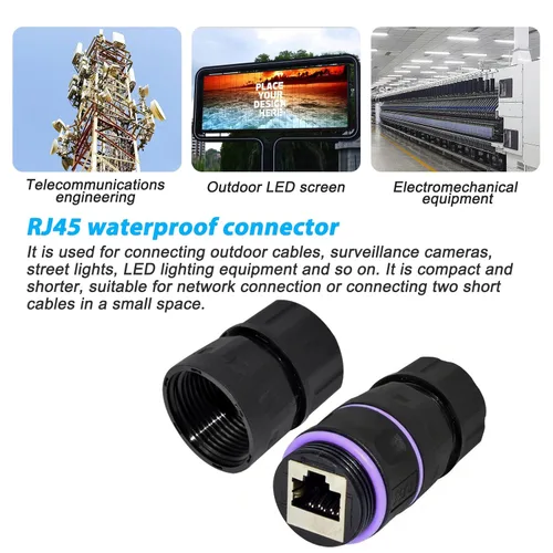Miniatura 7 de Y.D.F Acoplador RJ45 impermeable IP68, acoplador Ethernet de cobre puro blindado, acoplador Gigabit IP68 impermeable Ethernet al aire libre conector