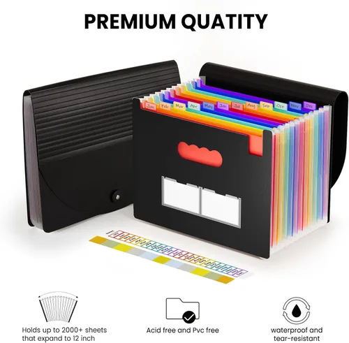Miniatura 7 de Sooez - Organizador de archivos de acordeón, carpeta expandible con 13 bolsillos, organizador portátil mensual para papel, facturas, impuestos