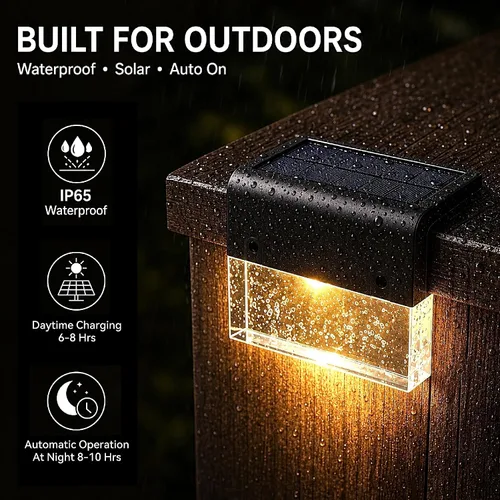 Miniatura 6 de SUNFACE Paquete de 4 luces solares para escalones para exteriores, impermeables, luces LED brillantes con 2 modos de iluminación, blanco cálido y 7