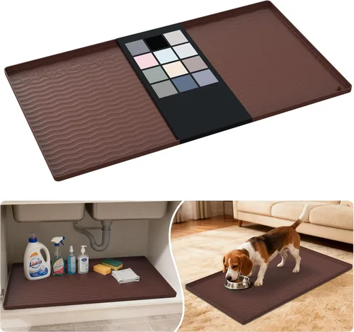 Miniatura 94 de URMONA Tapete de silicona impermeable para debajo del fregadero, 34 x 22 pulgadas, forro para estante de cocina y baño, protector de gabinetes