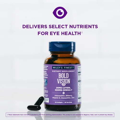 Miniatura 2 de Wiley's Finest Wild Alaskan Fish Oil Bold Vision - Suplemento de salud ocular de aceite de pescado con luteína, zeaxantina, arándano, omega-7