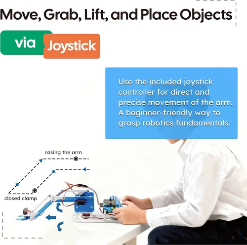 Miniatura 6 de Microbit Kit de brazo robótico inteligente, kit de construcción de brazo mecánico programable 4DF para fabricantes y entusiastas de STEM