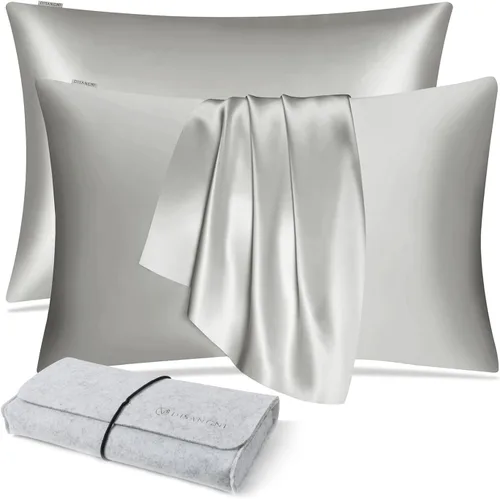Miniatura 9 de DISANGNI Funda de almohada de seda de morera 100% natural para cabello y piel con cremallera oculta, 22 momme ambos lados