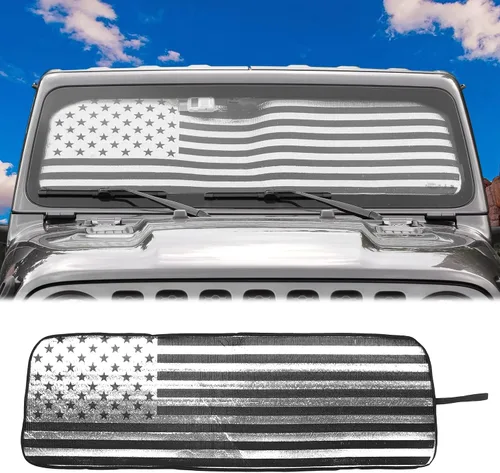 CheroCar Parasol para parabrisas para Jeep JL, parasol para Jeep Wrangler JL JLU 2018-2025, para Jeep Gladiator JT 2020-2025, para Jeep Wrangler 4XE
