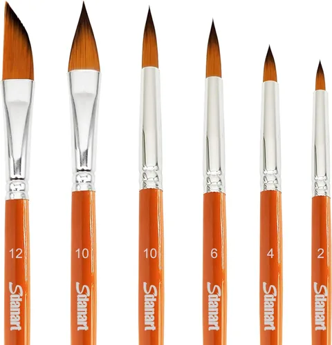 Sdanart Pinceles de acuarela profesionales 6 pinceles de acuarela para pintar, lengua de gato, pincel ovalado de lavado, daga, pincel de acuarela de
