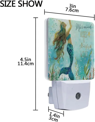 Miniatura 4 de Pfrewn Juego de 2 luces nocturnas con diseño de sirena, unicornio, galaxia, estrella de mar, enchufe para niños, adultos, niños, niñas, bebés, luces