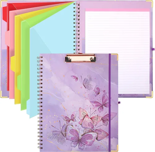 Miniatura 11 de HWPRATO Portafolio portapapeles con divisores y soporte para bolígrafo, cuaderno de espiral con portapapeles, carpeta para enfermeras, portapapeles