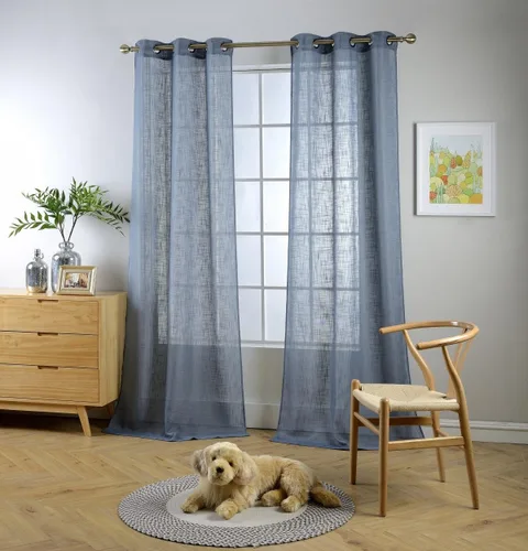 Miniatura 13 de Cortinas para sala de estar de 2 paneles (2 x 37 pulgadas de ancho), cortinas con textura de lino, con ojales, de la marca Miuco