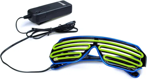 Miniatura 10 de Gafas de LED de Aqua Led de Neón electroluminiscentes para fiestas y disfraces modelo RB03., Púrpura + Azul