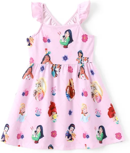 Miniatura 22 de Disney Vestido de princesa Minnie Mouse Frozen Elsa para niñas, con volantes, sin mangas, entrecruzado, ropa de verano para bebé a niño pequeño
