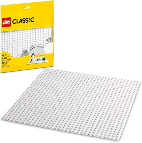 LEGO Placa base blanca clásica, base cuadrada de 32 x 32 pulgadas para construir, jugar y mostrar creaciones de ladrillos, ideal para paisajes