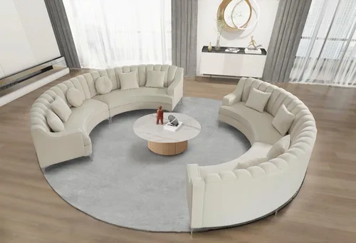 Miniatura 6 de Legend Vansen L - Sofá de terciopelo semicircular de 141.34 pulgadas, sofá seccional curvado de gran tamaño para sala de estar, oficina, apartamento