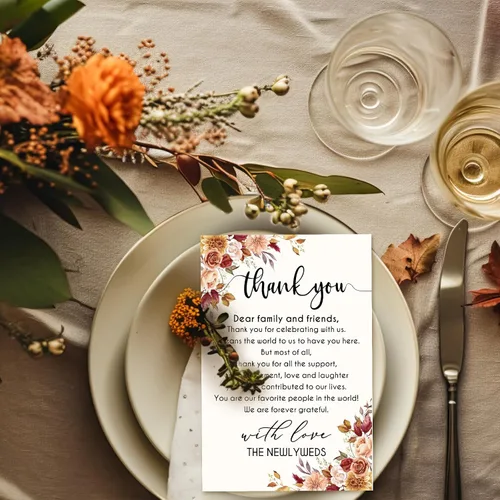 Miniatura 6 de Chinco 100 tarjetas de agradecimiento de boda, diseño de lugar de agradecimiento, para boda, 4 x 6 pulgadas, para fiesta, recepción, ensayo, cena