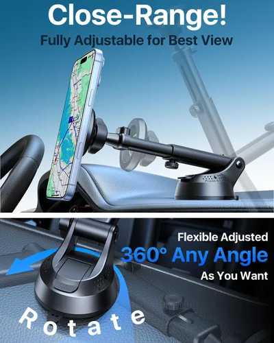 Miniatura 8 de YRU [Grado militar 2026] para soporte de automóvil Magsafe [90+libras de succión fuerte] Soporte magnético ajustable de 360° para ventilación