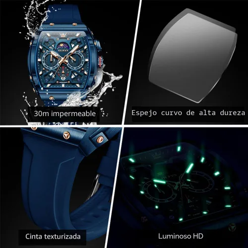 Miniatura 4 de OLEVS - Relojes para hombre, de cuero marrón, caja dorada, analógico, de cuarzo, de moda, para negocios, reloj de vestir, con fecha, luminoso