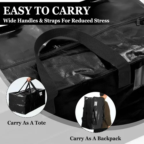 Miniatura 5 de 4 Piezas Bolsas de Mudanza Grandes con Cremallera y Asas Bolsas de Lona Tipo Duffle Plegables de Almacenamiento Extra Resistentes Extra Grandes