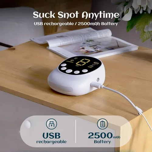 Miniatura 4 de X-Bosak Aspirador nasal eléctrico para bebés, removedor de moco de grado hospitalario con 9 niveles de succión, recargable USB-C, luz nocturna