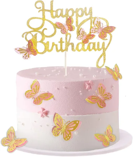 Miniatura 12 de 13 adornos de mariposa para tartas, adornos 3D para cupcakes para niñas y cumpleaños de mujeres (azul y morado)