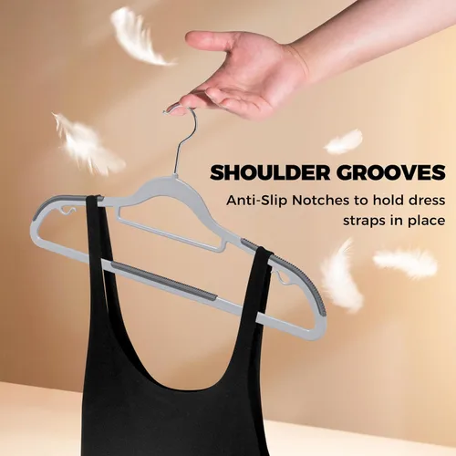 Miniatura 6 de Perchas de ropa de calidad, paquete de 50 unidades, perchas de plástico sin terciopelo para ropa, juego de perchas resistentes para abrigos, perchas