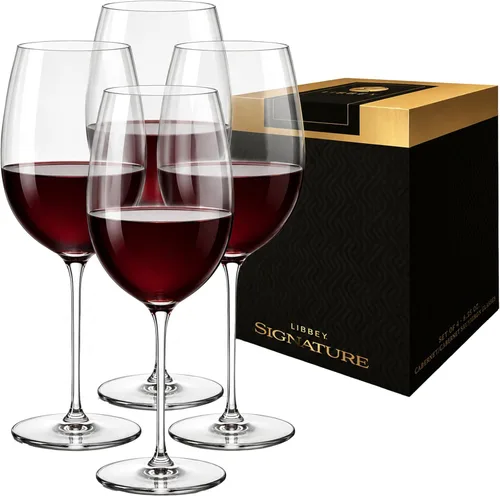 Libbey Signature Kentfield - Juego de 4 copas de vino sin plomo de 20 onzas para vino tinto, blanco y rosado, aptas para lavavajillas, viene con una