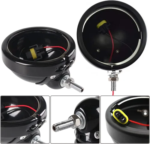 Carcasa de luz antiniebla negra de 4.5 pulgadas para motocicleta, lámpara de paso de niebla compatible con Electra Glide Road King Heritage Softail