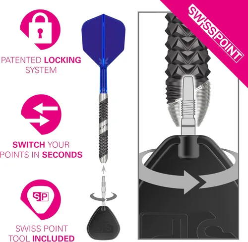 Miniatura 3 de Target Darts 975 Ultra Marine - Juego de dardos con punta de acero de tungsteno 97.5%, dardos de punta suiza con vuelo y eje integrados K-Flex