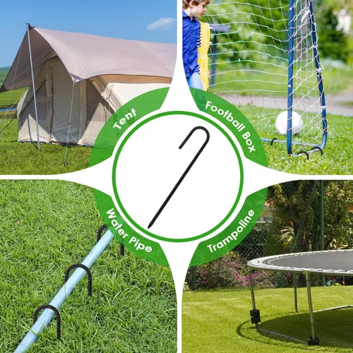 Miniatura 6 de ERYTLLY Estacas de Varilla Corrugada de 12 Pulgadas con Gancho en J, Estacas de Metal Galvanizado Resistente para Suelo, Barril, Carpa, Juego