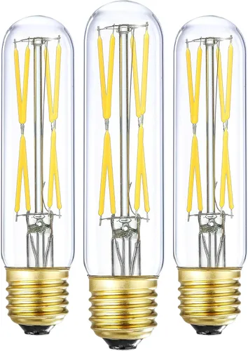 Miniatura 16 de XININSUN Bombillas LED esmeriladas T10, color blanco cálido 2700 K, bombillas LED Edison tubulares regulables de 6 W, equivalente a 60 vatios, 600