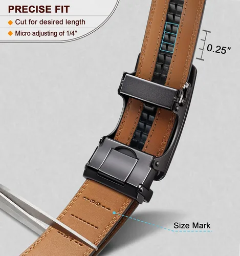 Miniatura 4 de BULLIANT - Cinturón con diseño ajustable de trinquete deslizante para hombre para usar con pantalón de vestir Oxford