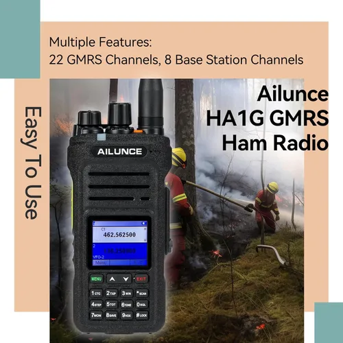 Miniatura 2 de Retevis Ailunce HA1G Radio GMRS de Mano, Actualización Chirp, Radio GMRS con Micrófono de Altavoces IP67, Impermeable IP67, NOAA, 2800mAh USB-C