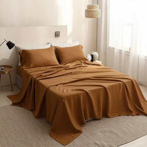 Miniatura 6 de Simple&Opulence Sábana bajera ajustable 100% lino tamaño Queen (1 pieza), funda de colchón de 14 pulgadas de profundidad de lino francés natural