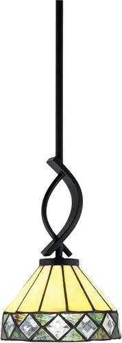 Miniatura 108 de Toltec Lighting Cavella Stem Colgado Mini colgante, acabado grafito, vidrio de muselina blanca de 4 pulgadas