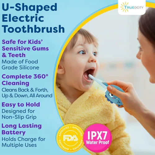 Miniatura 4 de Trueocity Cepillo de Dientes Eléctrico Automático en Forma de U para Niños, Cepillo de Dientes Automático Recargable para Niños Pequeños Cabezal
