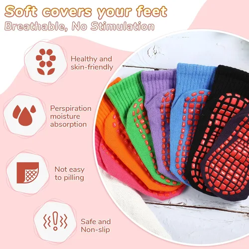 Miniatura 4 de 7 pares de calcetines antideslizantes para niños y niñas pequeños