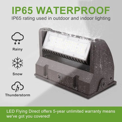 Miniatura 6 de Paquete de luz LED de corte completo de 40 W, paquete de pared ajustable con cabezal giratorio, 5400LM 5000K IP65 Luz de seguridad comercial al aire