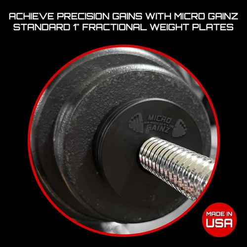 Miniatura 3 de Micro Gainz 1-Inch Center Hole Standard Fractional Weights Plates Set, 8 Piece Dumbbell & Barbell Set of .50LB Plates for Strength Training and Negro