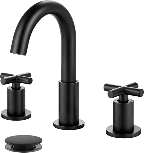 Miniatura 12 de gotonovo Grifo de baño de 3 agujeros de 8 pulgadas, grifo de tocador para fregadero de baño, 2 manijas cruzadas, lavabo de montaje en cubierta