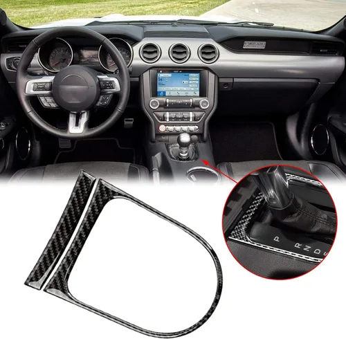 Xotic Tech - Cubierta para panel de cambio de marchas, fibra de carbono suave auténtica, compatible con Ford Mustang 2015-2023 Negro carbón