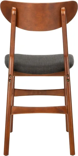 Miniatura 5 de SAFAVIEH Furniture Lucca - Juego de 2 sillas de comedor retro, nogal y negro, madera, diseño tapizado de mediados de siglo, ideal para comedor