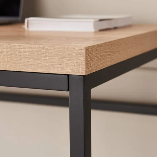 Miniatura 8 de CENSI Escritorio para computadora de 47 pulgadas, mesa de escritura industrial moderna con parte superior de madera de 1.6 pulgadas de grosor, marco