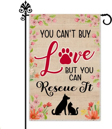 Miniatura 10 de Hafhue Bandera de jardín con la frase "Hope You Like Dogs", de doble cara, de 12 x 18 pulgadas, para decoración de patio o jardín, decoración