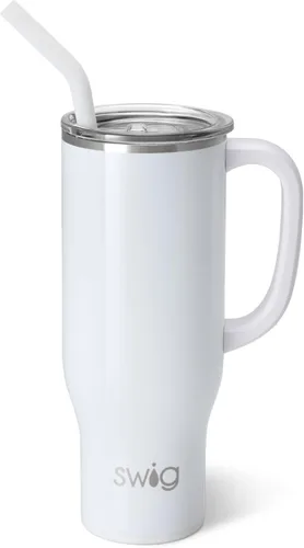Miniatura 30 de Swig Life Mega Taza de 30 oz, Vaso de 30 oz con Asa y Pajita, Compatible con Portavasos, Apto para Lavavajillas, Vaso Aislado Extra Grande, Botella